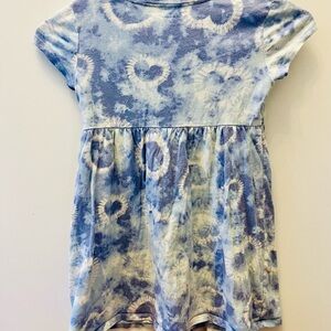 Old Navy Kids Blue Cotton Tie-Dye Clouds and Hearts Dress
